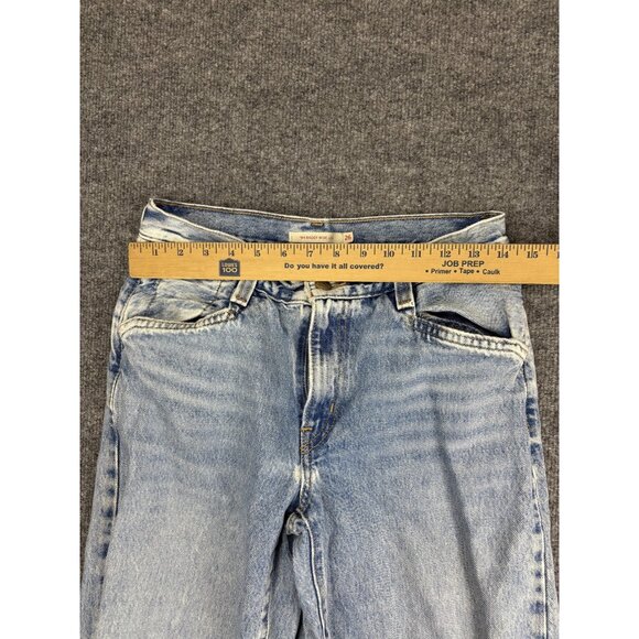 Levis Jeans Womens 26 Light Wash 94 Baggy Wide Leg Distressed Ripped Raw Hem - Picture 3 of 10